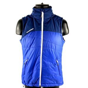 Women’s Mammut Pertex Microlight Zip Blue Hood Ajungilak Vest Jacket Size S